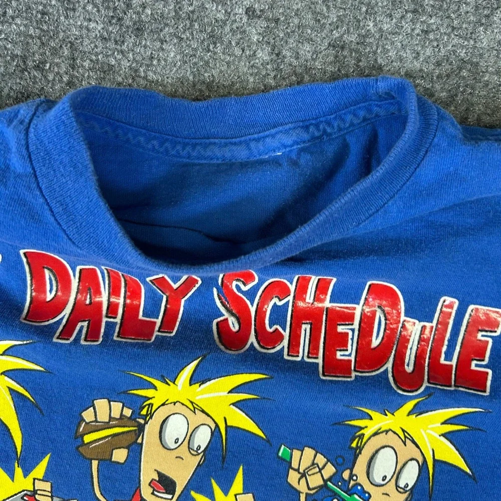 Vintage My Daily Schedule‎ Video Games Finally Graphic T-Shirt Blue Kids Medium